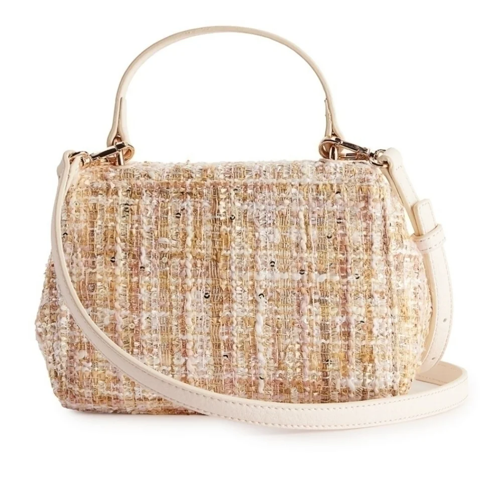 LC Lauren Conrad Dalton Tweed Rose Gold Mini Handbag Crossbody Bag Purse